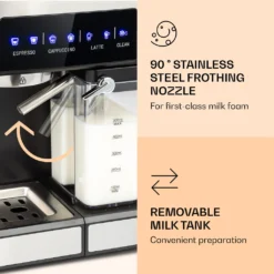 Arabica Comfort Espressomaschine 1350W 20 Bar 1,8l Touch-Bedienfeld Edelstahl -Kaffeegenuss Verkaufsgeschäft 0044b9ebf12ddd640922f12f68151da3