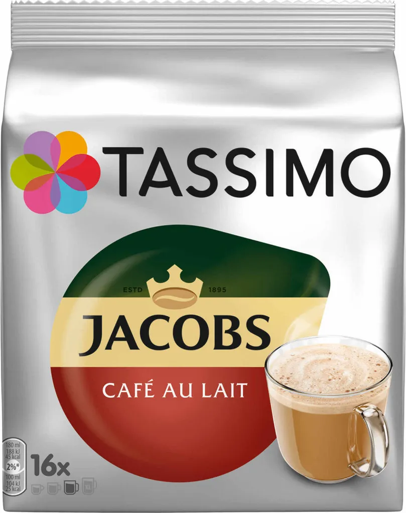 Tassimo Jacobs Café Au Lait 5er Pack, Kaffee, Kaffeekapsel, Milchkaffee Aus Gemahlenem Röstkaffee, 80 T-Discs / Portionen 1 Tassimo Jacobs Café Au Lait 5er Pack, Kaffee, Kaffeekapsel, Milchkaffee Aus Gemahlenem Röstkaffee, 80 T-Discs / Portionen