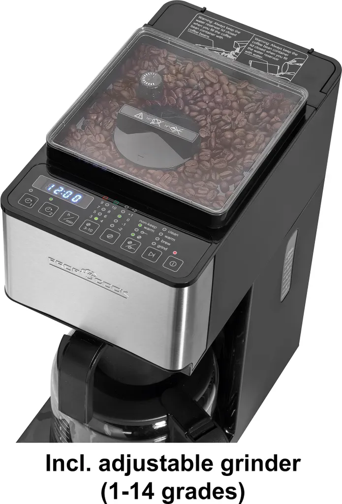 ProfiCook Kaffeeautomat Mit Mahlwerk PC-KA 1138 Edelstahl/schwarz Für 8-10 Tassen 4 ProfiCook Kaffeeautomat Mit Mahlwerk PC-KA 1138 Edelstahl/schwarz Für 8-10 Tassen – Bild 4