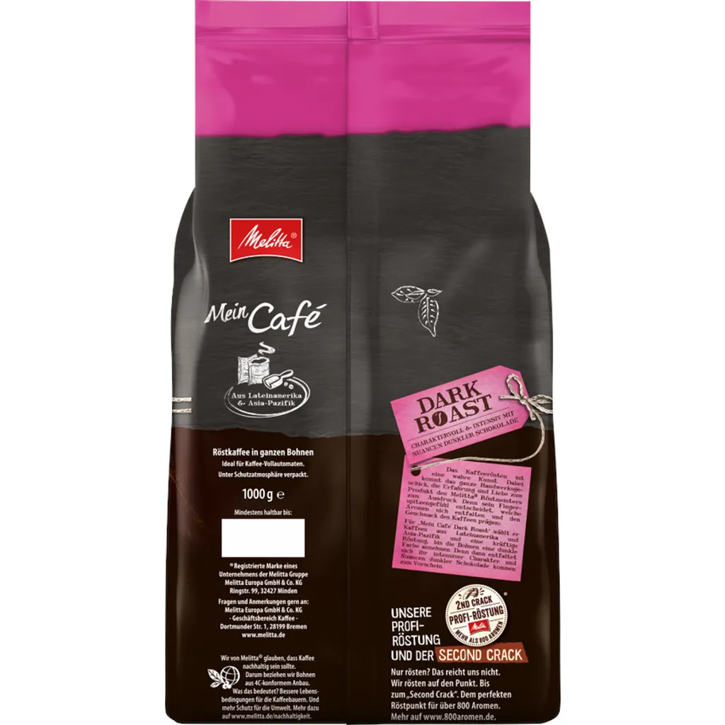 MELITTA Ganze Kaffeebohnen Mein Café Dark Roast 8x1 Kg Charaktervoll Intensiv 4 MELITTA Ganze Kaffeebohnen Mein Café Dark Roast 8x1 Kg Charaktervoll Intensiv – Bild 4