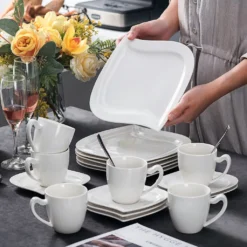 MALACASA, Serie Elvira, 36 Teilig Cremeweiß Porzellan Geschirrset Tafelservice Kaffeeservice Mit Tassen, Untertassen, Dessertteller Für 12 Person -Kaffeegenuss Verkaufsgeschäft 161fd2150daed9339b4e461aba56f55f