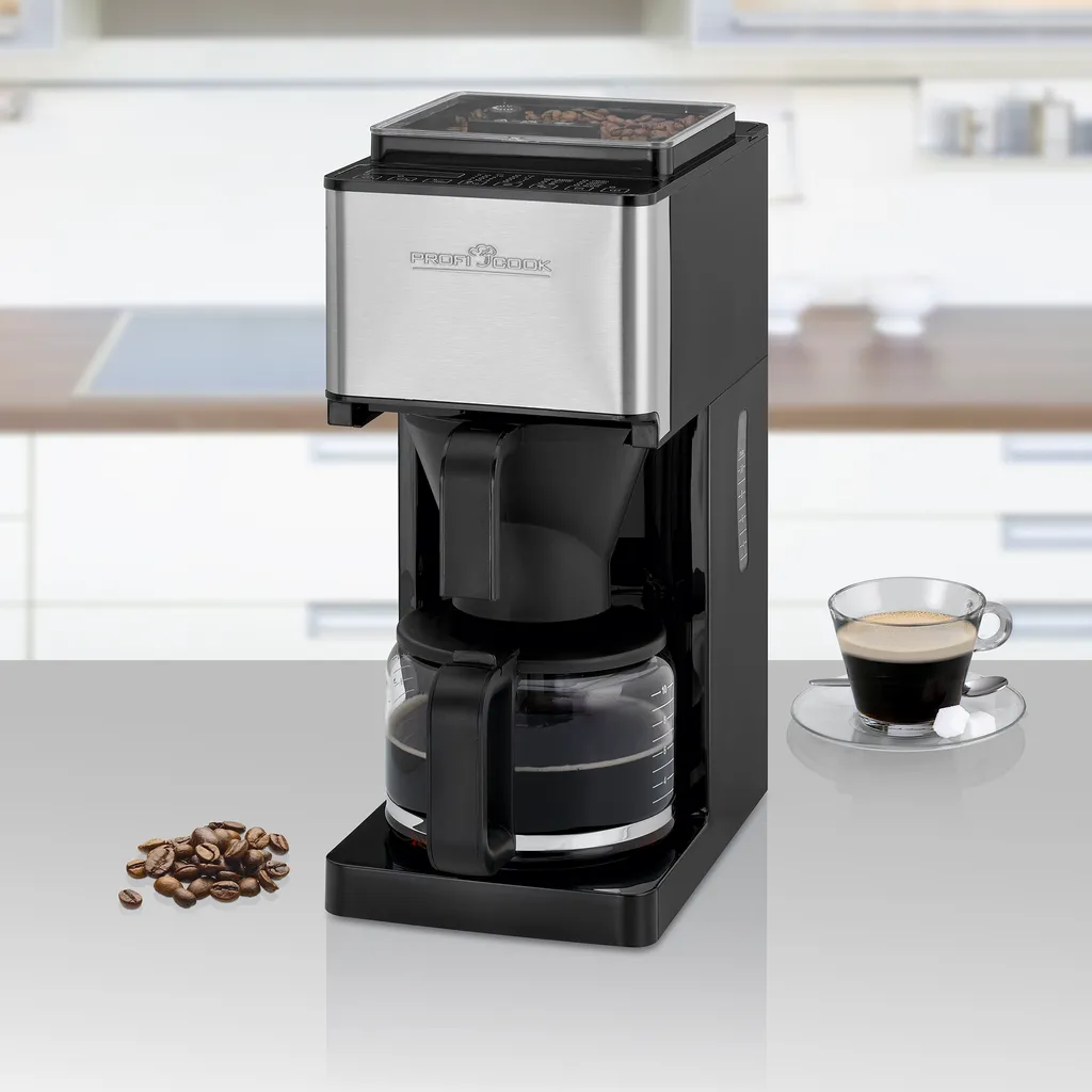 ProfiCook Kaffeeautomat Mit Mahlwerk PC-KA 1138 Edelstahl/schwarz Für 8-10 Tassen 2 ProfiCook Kaffeeautomat Mit Mahlwerk PC-KA 1138 Edelstahl/schwarz Für 8-10 Tassen – Bild 2