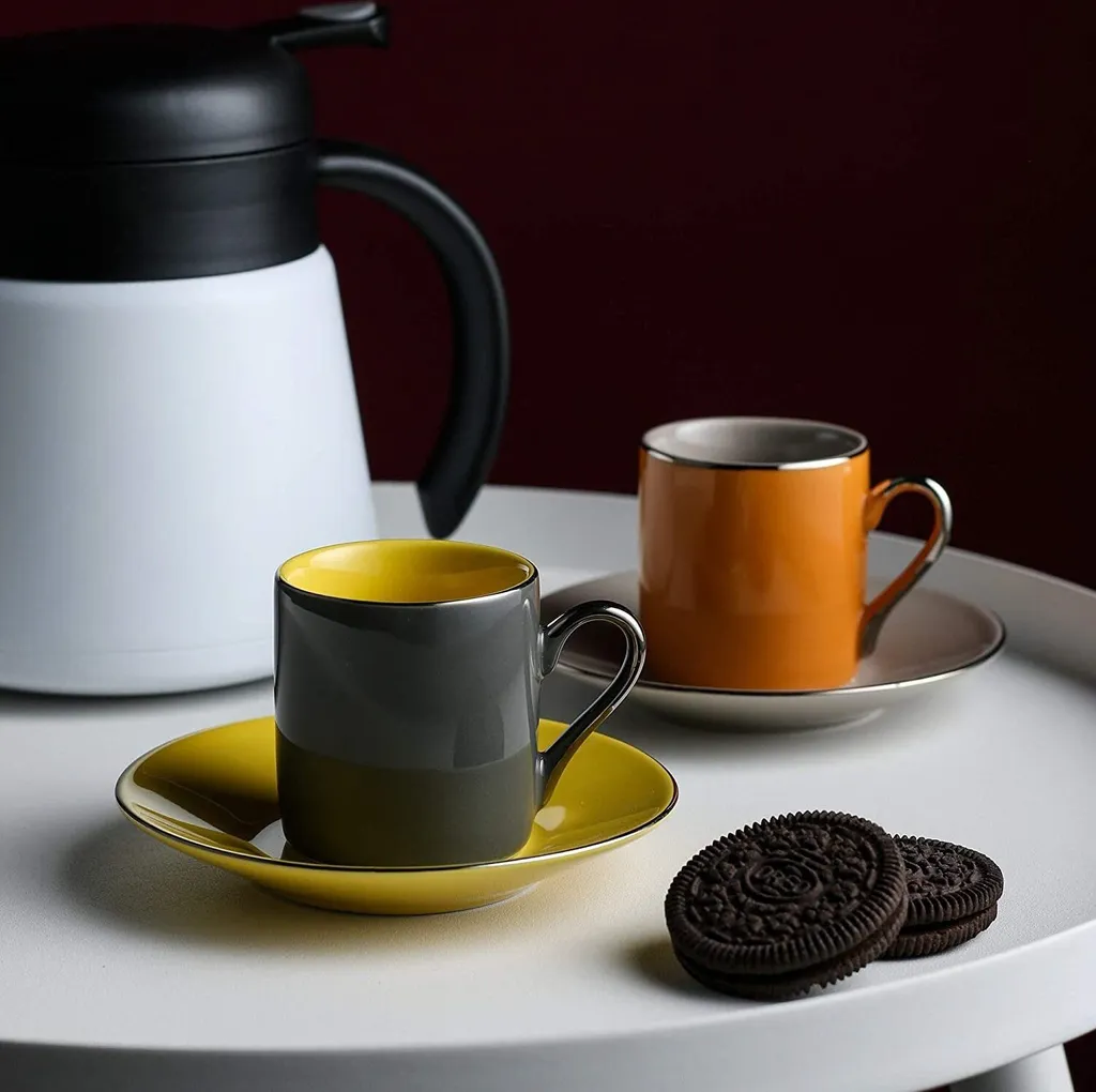 Artvigor, Porzellan Kaffeeservice, Bunt 12 Teilig Kaffee Set, Mit 6 Espressotassen 80 Ml, 6 Untertassen, Mehrfarbig 4 Artvigor, Porzellan Kaffeeservice, Bunt 12 Teilig Kaffee Set, Mit 6 Espressotassen 80 Ml, 6 Untertassen, Mehrfarbig – Bild 4