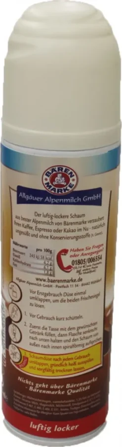 Bärenmarke Der Milch Schaum Luftig Locker In Der Sprühflasche 250ml -Kaffeegenuss Verkaufsgeschäft 255a67a0b418428e5f1ed7c336d84703