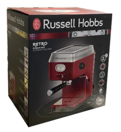 Russell Hobbs Espressomaschine Retro Rot Siebträger (15 Bar, 2 Tassen-Einsätze, 1,1l Abnehmbarer Wassertank, Dampf-Milchschaumdüse, Portionierlöffel Mit Tamper) Kaffeemaschine -Kaffeegenuss Verkaufsgeschäft 27cfd65727514dc75332fc9707f68673
