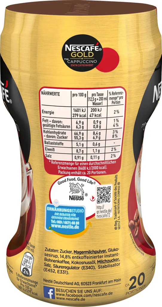 Nescafé® Nescafé Gold Typ Cappuccino Entkoffeiniert | 250g Dose 2 Nescafé® Nescafé Gold Typ Cappuccino Entkoffeiniert | 250g Dose – Bild 2