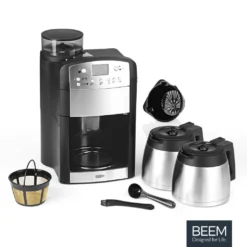 BEEM FRESH-AROMA-PERFECT Filterkaffeemaschine Mit Mahlwerk - Thermo | 2 Isolierkannen Kaffeemaschine Mahlwerk Timer 2x Thermoskanne Filterkaffeemaschine Kaffeeautomat -Kaffeegenuss Verkaufsgeschäft 3021af1bba59773ac6fa83558e1b2ceb