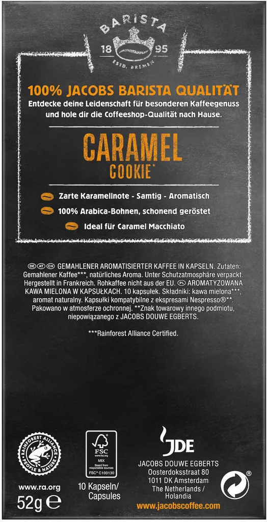 JACOBS Kapseln Barista Editions Caramel Cookie 7 10x10 Nespresso®* Kompatibel 5 JACOBS Kapseln Barista Editions Caramel Cookie 7 10x10 Nespresso®* Kompatibel – Bild 5