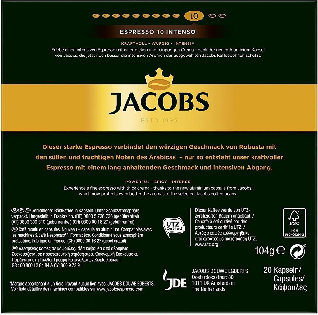 JACOBS Espresso 10 Intenso 200 Nespresso®* Kompatible Kaffeekapseln 3 JACOBS Espresso 10 Intenso 200 Nespresso®* Kompatible Kaffeekapseln – Bild 3