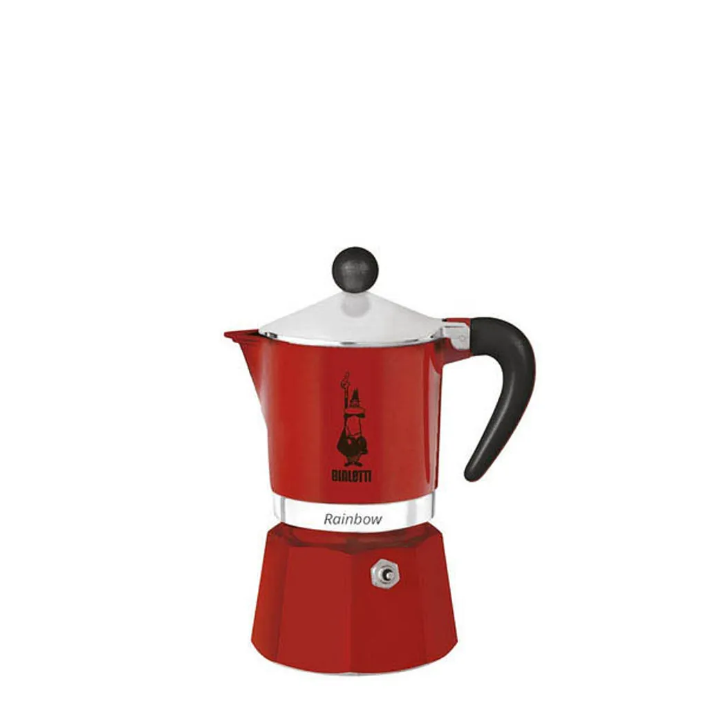 Bialetti Rainbow, Italienische Espresso-Kaffeemaschine, Aluminium, 3 Tassen, Rot 1 Bialetti Rainbow, Italienische Espresso-Kaffeemaschine, Aluminium, 3 Tassen, Rot