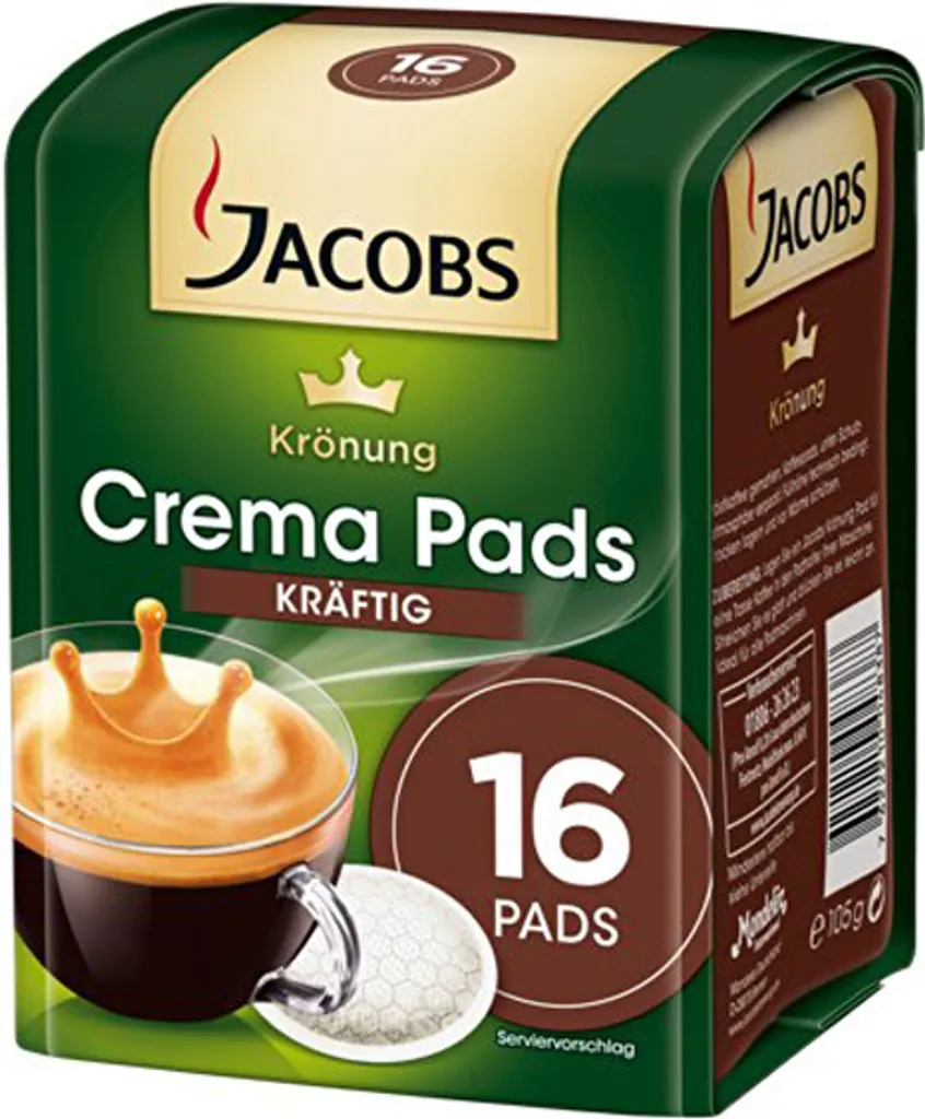 Jacobs Crema Pads Kräftig | 18 Senseo Kompatible Kaffeepads, 118 G 2 Jacobs Crema Pads Kräftig | 18 Senseo Kompatible Kaffeepads, 118 G – Bild 2