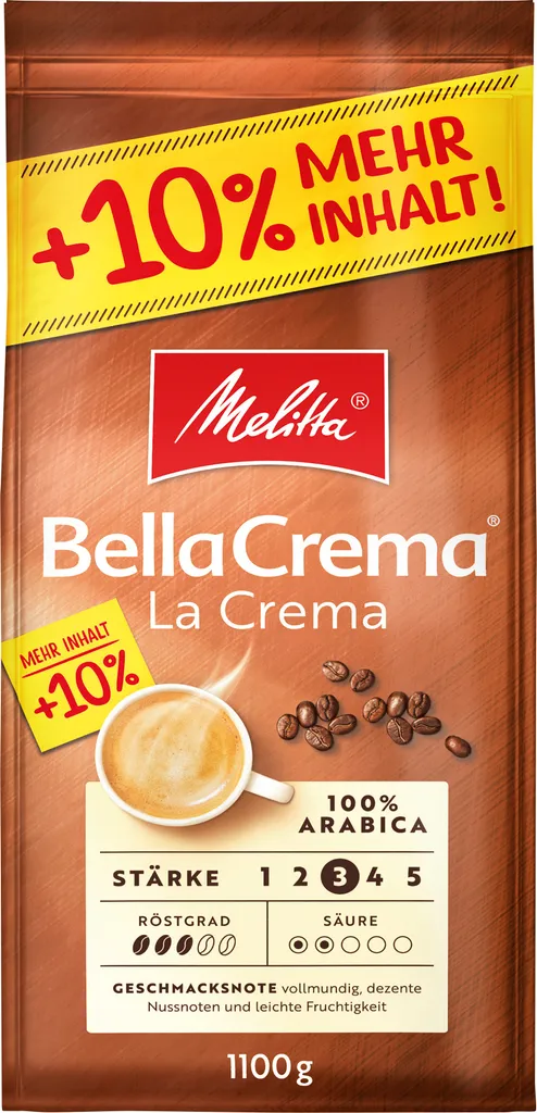 MELITTA Ganze Kaffeebohnen BellaCrema LaCrema 1100 G Vollmundig Ausgewogen 2 MELITTA Ganze Kaffeebohnen BellaCrema LaCrema 1100 G Vollmundig Ausgewogen – Bild 2