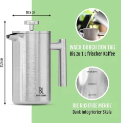 Bjørn Liebdhal French Press Edelstahl Kaffeemaschine Auch Für Camping : 0.6 Liter 12 Bjørn Liebdhal French Press Edelstahl Kaffeemaschine Auch Für Camping : 0.6 Liter -Kaffeegenuss Verkaufsgeschäft 410e902588485c968c3991359433ec5f