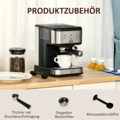 HOMCOM Espressomaschine Kaffeemaschine Aus Edelstahl Siebträgermaschine Mit Milchschäumer 1,5L Wassertank 15 Bar Für Espresso Cappuccino Latte Milchkaffee 850 W -Kaffeegenuss Verkaufsgeschäft 41b181ca7b44f920aeb192c159a74e08