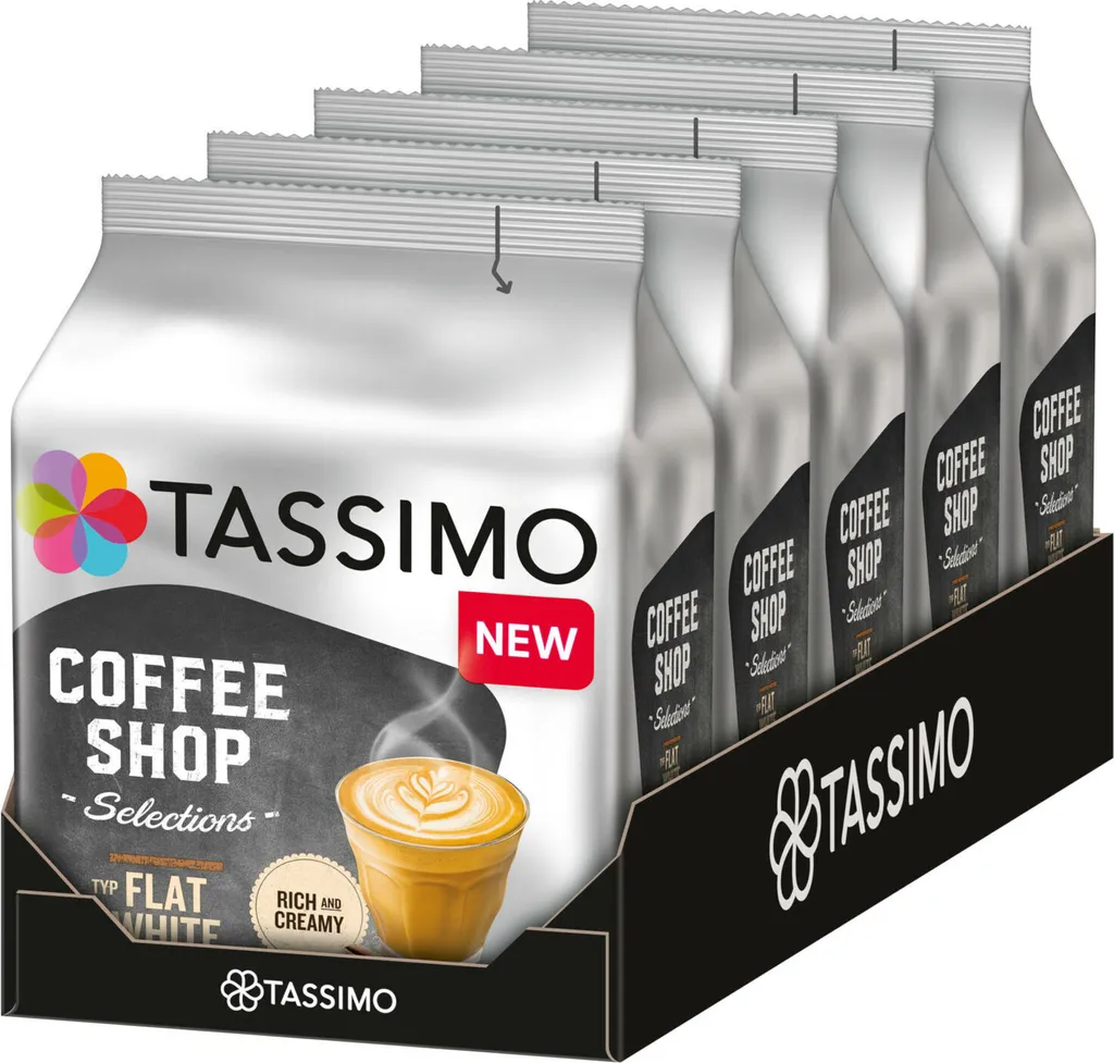 TASSIMO Coffee Shop Selections Flat White T Discs Kapseln 5er Pack 5x8 Getränke 1 TASSIMO Coffee Shop Selections Flat White T Discs Kapseln 5er Pack 5x8 Getränke