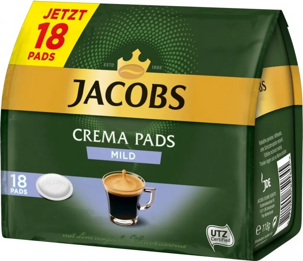 Jacobs Crema Pads Mild | 18 Senseo Kompatible Kaffeepads 118 G 3 Jacobs Crema Pads Mild | 18 Senseo Kompatible Kaffeepads 118 G – Bild 3