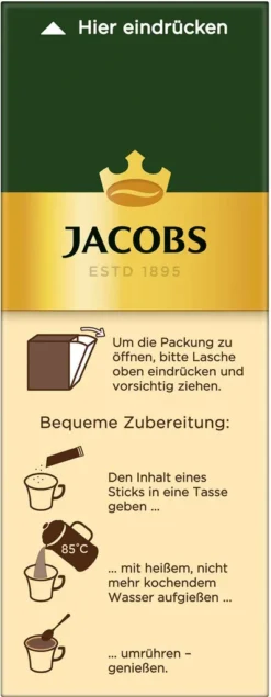 JACOBS Typ Cafe Crema Löslicher Kaffee 12 X 25 Sticks -Kaffeegenuss Verkaufsgeschäft 5878cd1f126da5fb4bf5f4cba4ffe121