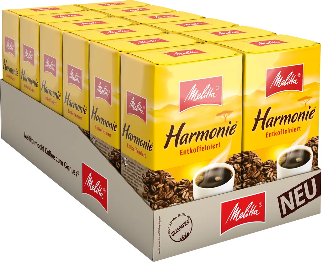 MELITTA Filterkaffee Harmonie Entkoffeiniert Gemahlener Röstkaffee 12x500g Sanft 1 MELITTA Filterkaffee Harmonie Entkoffeiniert Gemahlener Röstkaffee 12x500g Sanft