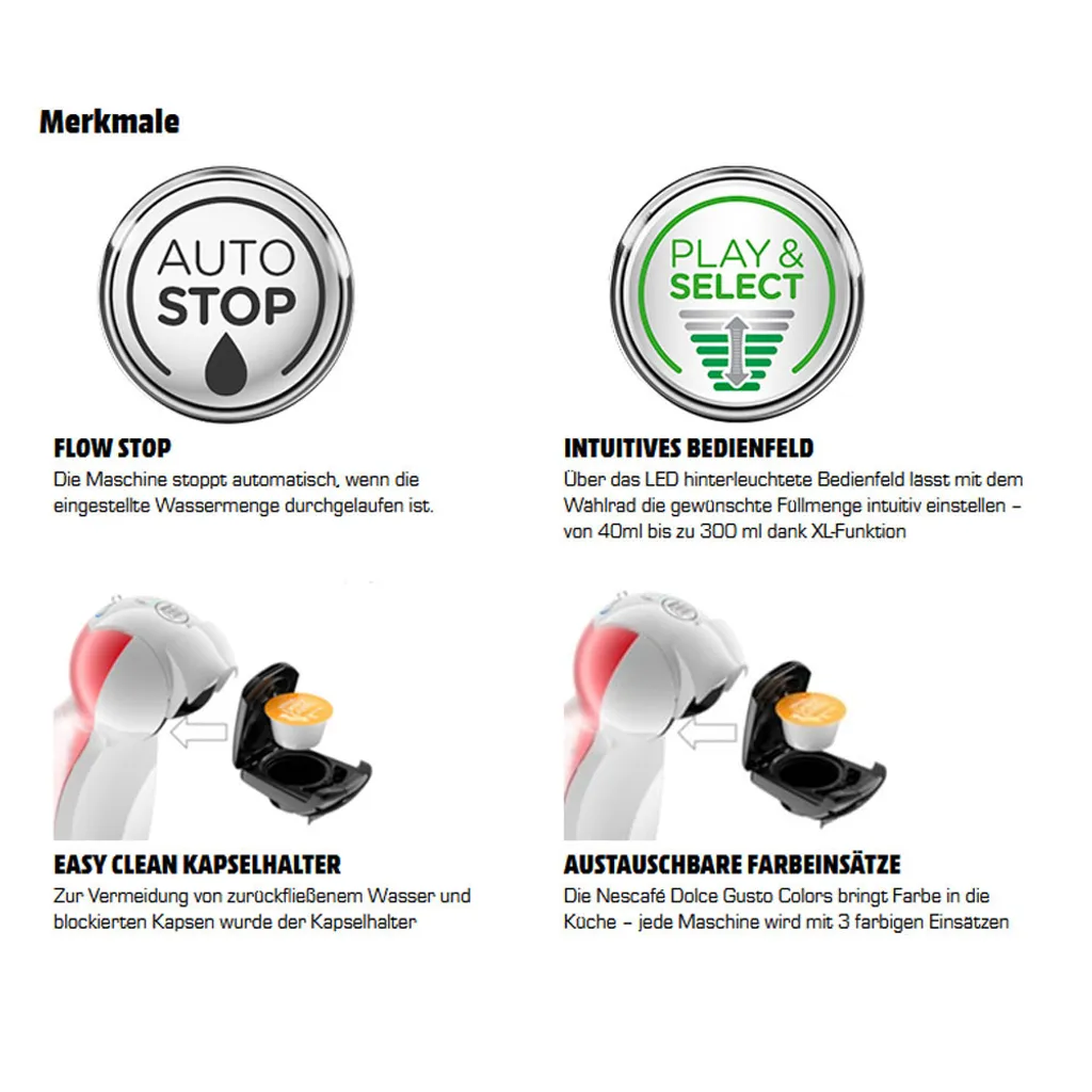 De'Longhi DeLonghi Kapselmaschine Dolce Gusto Colors, Weiß Mit Aufsätzen In Rot, Blau, Gelb 14 De'Longhi DeLonghi Kapselmaschine Dolce Gusto Colors, Weiß Mit Aufsätzen In Rot, Blau, Gelb – Bild 14