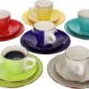 18tlg Kaffeeservice Malaga Kaffee Tee-Gedeck 6Pers Kaffeetassen Dessertteller Abstrakt Handbemalt