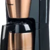 Bestron Filterkaffeemaschine Mit Thermokanne, Kaffeemaschine Für 8 Tassen Frischen Kaffee, Inkl. Permanentfilter Und Automatischer Abschaltfunktion, 900 Watt, Farbe: Kupfer