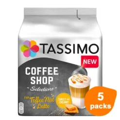 TASSIMO Coffee Shop Selections Toffee Nut Latte T Discs Kapseln 5 X 8 Getränke -Kaffeegenuss Verkaufsgeschäft 66d8c09b9ef058ac384b1ec2bbe9bdc6