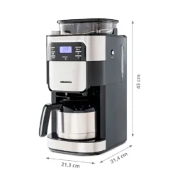 MEDION Kaffeemaschine Mit Mahlwerk Und Thermoskanne (Timer, 1 Liter, 900 Watt, Kaffeebohnenmahlwerk, 8 Mahlstufen, LED Display, Tropf Stopp, Isolierkanne, MD19777) 14 MEDION Kaffeemaschine Mit Mahlwerk Und Thermoskanne (Timer, 1 Liter, 900 Watt, Kaffeebohnenmahlwerk, 8 Mahlstufen, LED Display, Tropf Stopp, Isolierkanne, MD19777) -Kaffeegenuss Verkaufsgeschäft 6b08da99ca6c341e6b73204827f5924e