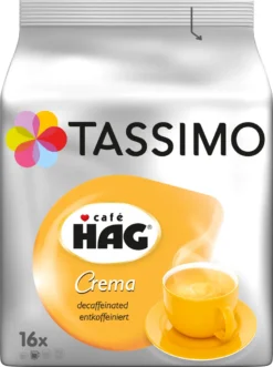 Tassimo Café Hag Crema Entkoffeiniert | 16 T Discs, Kaffeekapseln