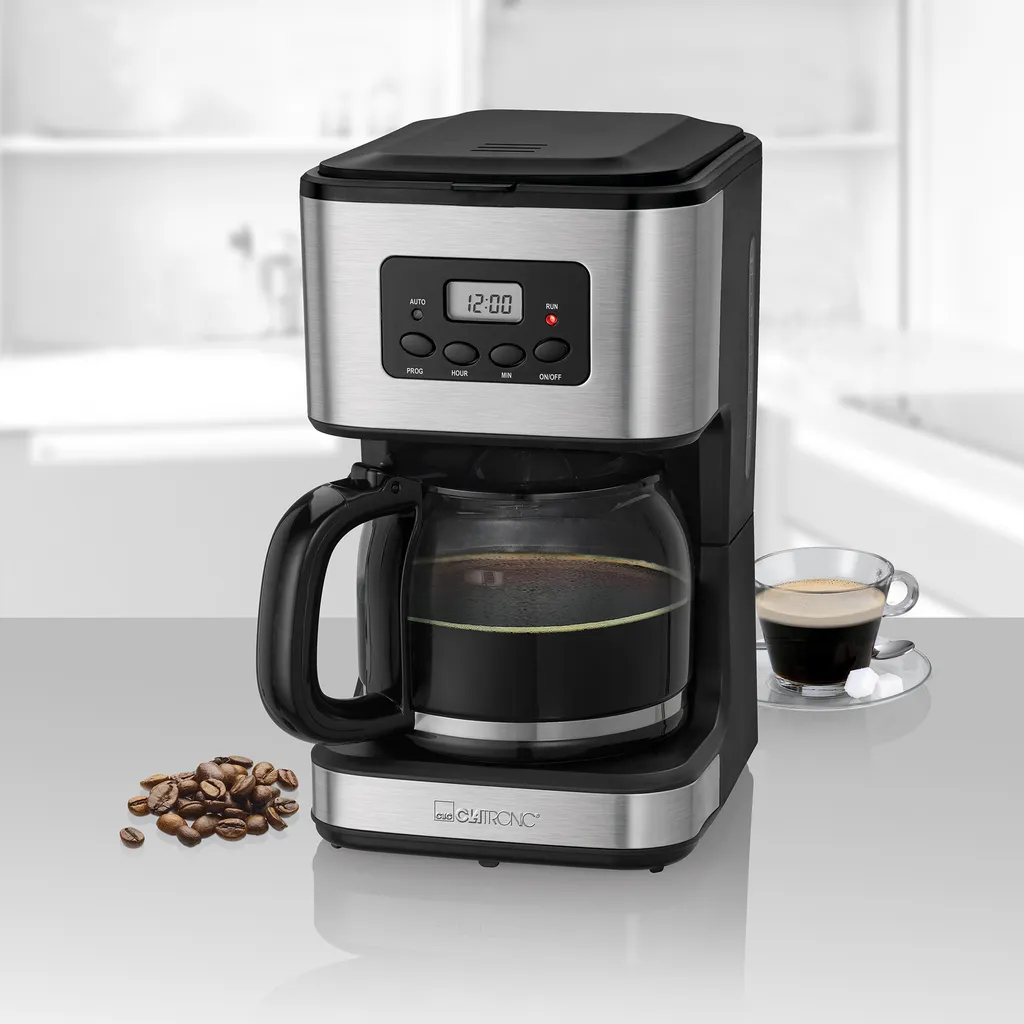 Clatronic KA 3642 Kaffeefiltermaschine Für 12-14 Tassen 1,5 L, Programmierbare 24-Stunden LCD-Digital-Zeitschaltuhr, Edelstahlfront 2 Clatronic KA 3642 Kaffeefiltermaschine Für 12-14 Tassen 1,5 L, Programmierbare 24-Stunden LCD-Digital-Zeitschaltuhr, Edelstahlfront – Bild 2