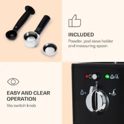 Klarstein Passionata 20 - Espressomaschine, Espresso-Automat, Kaffee-Maschine, 1350 Watt, 1,25 Liter, Automatischer Druckablass, Inkl. Milchschaum Düse Für Zubereitung Von Cappuccino, Schwarz -Kaffeegenuss Verkaufsgeschäft 75df4baa507fcd3ba667109a972b73c2