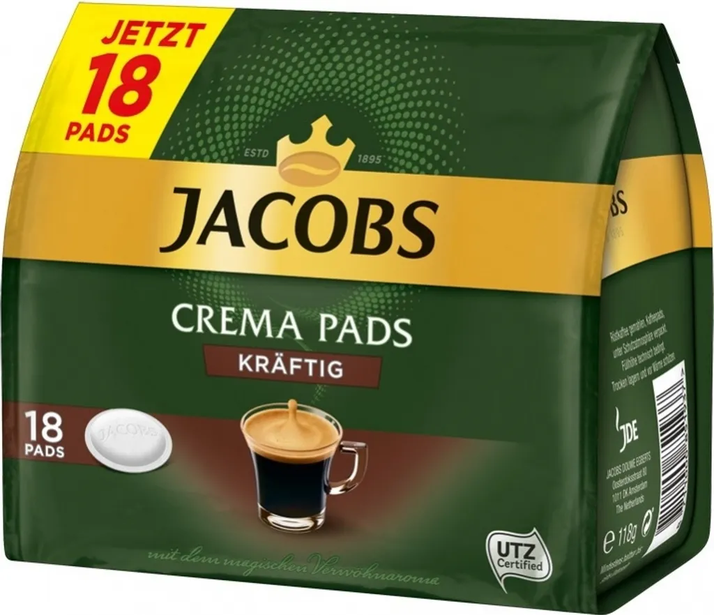 Jacobs Crema Pads Kräftig | 18 Senseo Kompatible Kaffeepads, 118 G 4 Jacobs Crema Pads Kräftig | 18 Senseo Kompatible Kaffeepads, 118 G – Bild 4