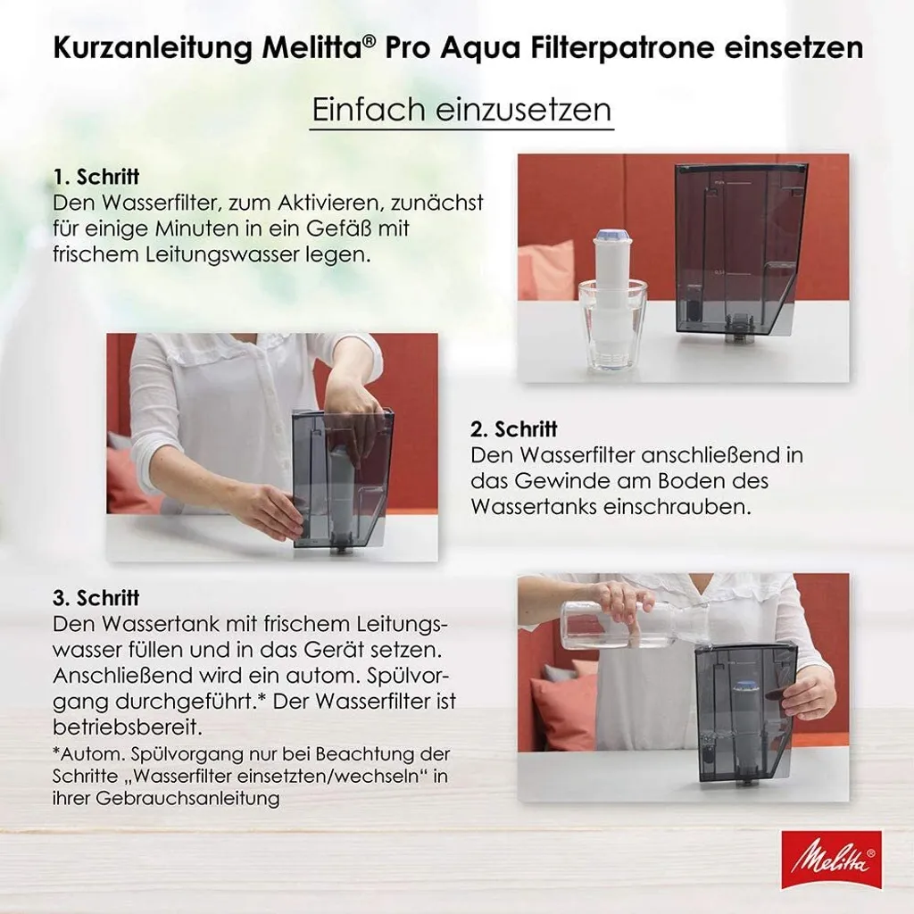 3x Melitta 224562 Filterpatrone Für Kaffeevollautomaten Pro Aqua Vorbeugung Von Verkalkung, Einfache Anwendung, 3 Patronen 6 3x Melitta 224562 Filterpatrone Für Kaffeevollautomaten Pro Aqua Vorbeugung Von Verkalkung, Einfache Anwendung, 3 Patronen – Bild 6