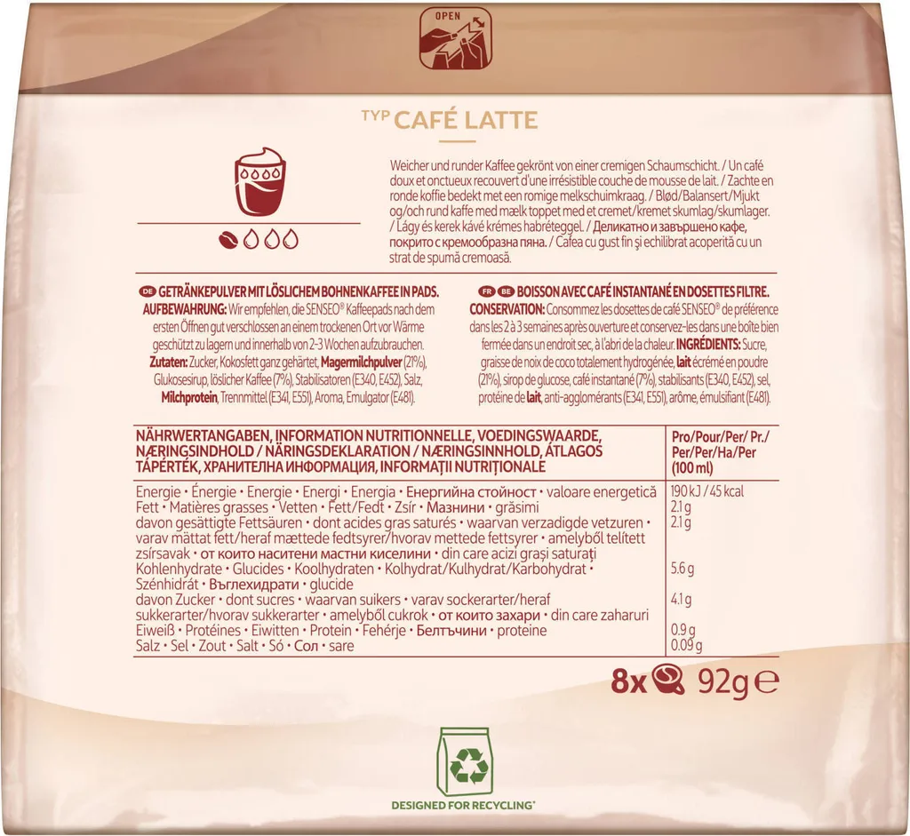 SENSEO Pads Typ Café Latte + Typ Café Latte Vanilla à 5x8 Getränke- 80 Portionen 3 SENSEO Pads Typ Café Latte + Typ Café Latte Vanilla à 5x8 Getränke- 80 Portionen – Bild 3
