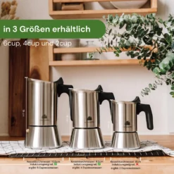 Espressokocher Edelstahl 4 Tassen Induktion / Mokkakanne Inkl. Ersatzdichtung / Mokkakocher (200ml Füllmenge) -Kaffeegenuss Verkaufsgeschäft 7dce411af16b11568e3c280cf0ed2fe5 1