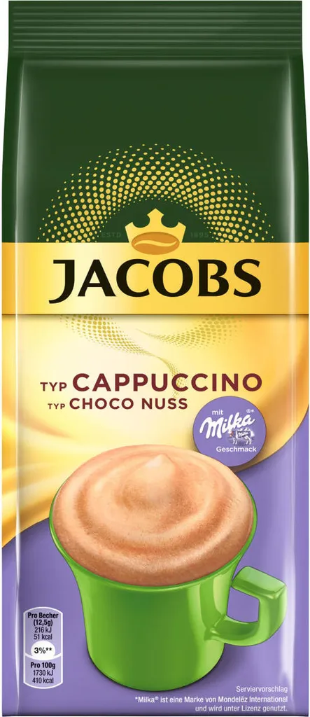 Jacobs Momente Choco Cappuccino Nuss, Mild Mit Schokonote Nachfüllbeutel, 12 X 500g 2 Jacobs Momente Choco Cappuccino Nuss, Mild Mit Schokonote Nachfüllbeutel, 12 X 500g – Bild 2
