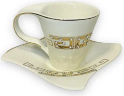 12-teiliges Medusa Mäander Kaffeeservice Mit Goldschliff Kaffeetassen Für 6 Personen 6 Tassen + 6 Untertassen Weiß-Gold Genießen Servieren Kaffee -Kaffeegenuss Verkaufsgeschäft 85fdbcbedd792d1d0906c46437521041