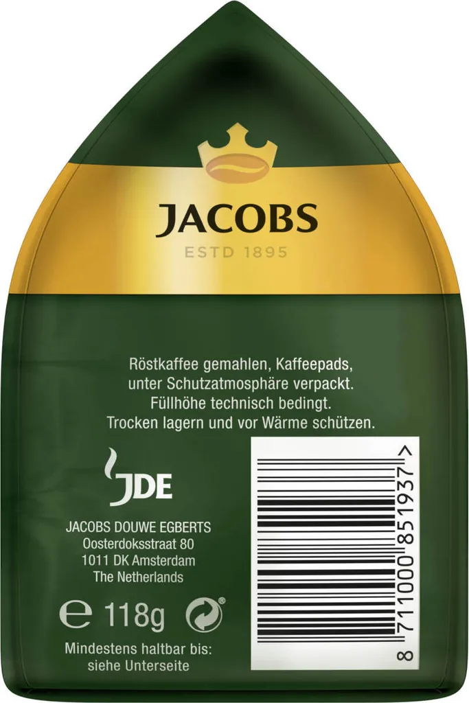 JACOBS Pads Crema Kräftig 5 X 18 Getränke - 90 Kaffeepads Senseo Kompatibel 6 JACOBS Pads Crema Kräftig 5 X 18 Getränke - 90 Kaffeepads Senseo Kompatibel – Bild 6