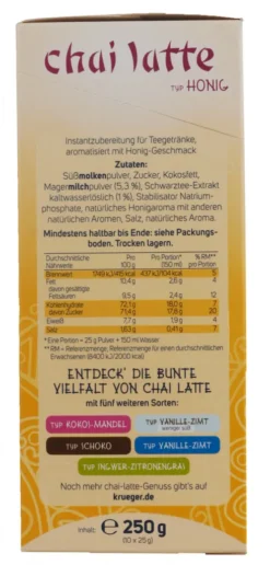 Krüger You Chai Latte Typ Honig Lovely India Extra Cremig | 10 Portionen -Kaffeegenuss Verkaufsgeschäft 8b6de237e8d22594cb2a00c59f513497