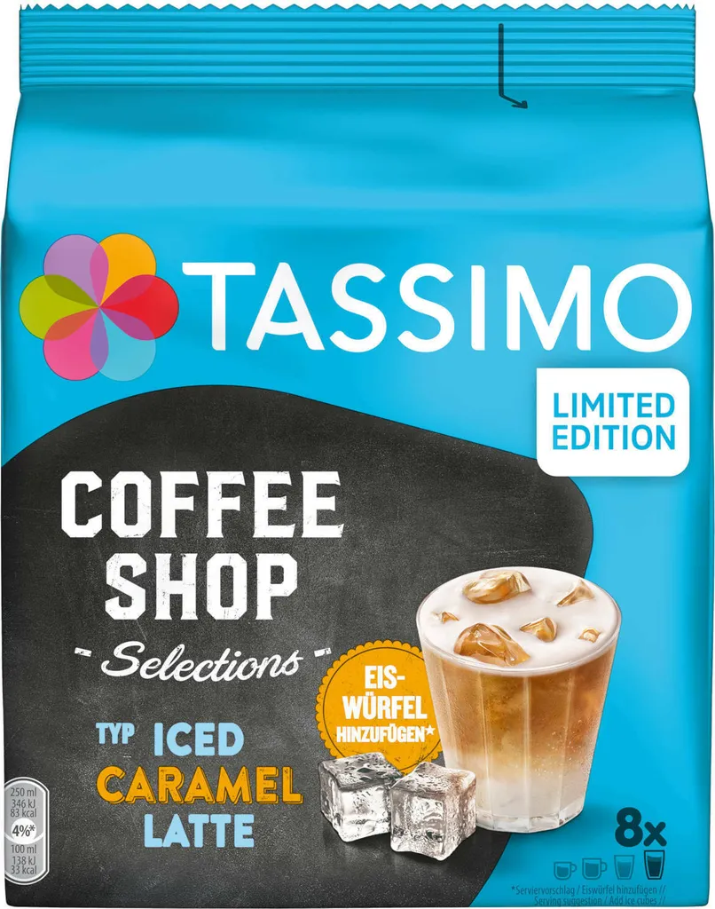 TASSIMO Kapseln Typ Iced Caramel Latte Coffee Shop Selections Discs 8 Getränke 1 TASSIMO Kapseln Typ Iced Caramel Latte Coffee Shop Selections Discs 8 Getränke
