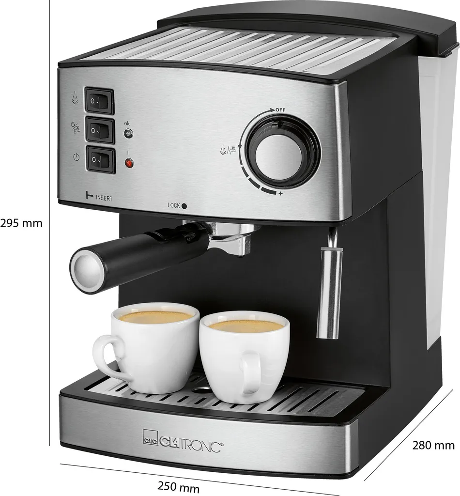 Clatronic ES 3643 Espresso- Und Cappuccino-Automat, 15 Bar Pumpdruck, Tassenvorwärmfunktion, Mit Aufschäum- Und Heißwasserfunktion 6 Clatronic ES 3643 Espresso- Und Cappuccino-Automat, 15 Bar Pumpdruck, Tassenvorwärmfunktion, Mit Aufschäum- Und Heißwasserfunktion – Bild 6