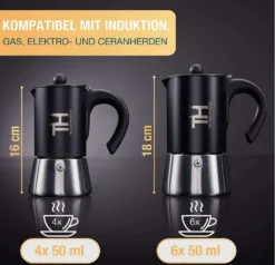 Thiru Espressokocher Induktion L Premium Mokkakanne Aus Edelstahl Inkl. Toolset (Schwarz, 6 Tassen (300ml)) -Kaffeegenuss Verkaufsgeschäft 98ad3184b97f59f5e44caf4da79ac5e1
