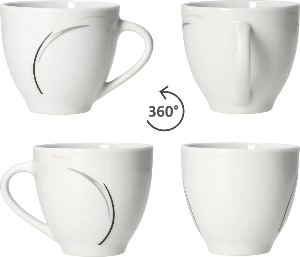 Van Well 18tlg. Kaffee-Service Home Für 6 Personen I 6x Tasse 180ml, 6x Untertasse + 6x Kuchenteller I Porzellan-Geschirr Mit Streifen In Grau, Schwarz & Creme I Kaffeepott, Dessert-Teller 6 Van Well 18tlg. Kaffee-Service Home Für 6 Personen I 6x Tasse 180ml, 6x Untertasse + 6x Kuchenteller I Porzellan-Geschirr Mit Streifen In Grau, Schwarz & Creme I Kaffeepott, Dessert-Teller – Bild 6