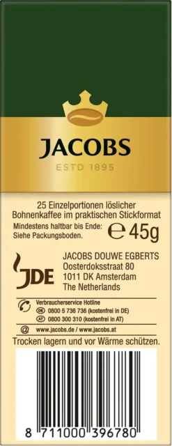 JACOBS Typ Cafe Crema Löslicher Kaffee 12 X 25 Sticks -Kaffeegenuss Verkaufsgeschäft 9f5cdfef962f5f02556217479788c3c5
