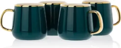 HowHomely Kaffeeservice Keramik 4 Personen - Teeservice 10-tlg. - Grün-Gold -Kaffeegenuss Verkaufsgeschäft a1e47692e3c41fc333206f6c9d7e7220