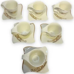 12-teiliges Medusa Mäander Kaffeeservice Mit Goldschliff Kaffeetassen Für 6 Personen 6 Tassen + 6 Untertassen Weiß-Gold Genießen Servieren Kaffee -Kaffeegenuss Verkaufsgeschäft a37ce12b59dff01d4decb393ba704814