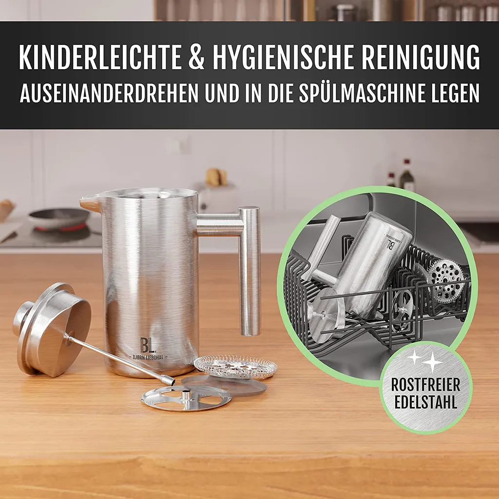 Bjørn Liebdhal French Press Edelstahl Kaffeemaschine Auch Für Camping : 0.6 Liter 7 Bjørn Liebdhal French Press Edelstahl Kaffeemaschine Auch Für Camping : 0.6 Liter – Bild 7
