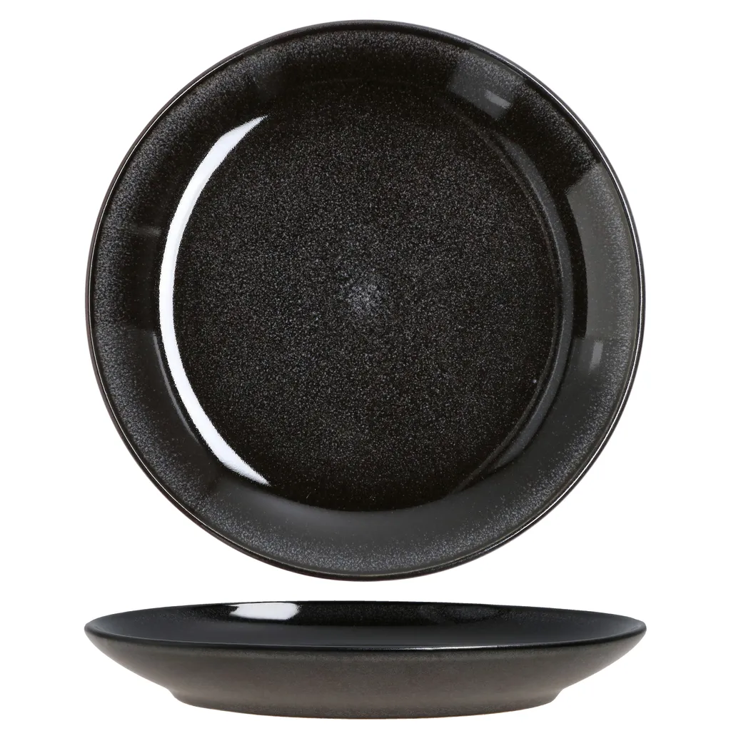 18tlg. Kaffeeservice Reactive Glaze Grey Black Steingut Teller Tasse Schwarz 2 18tlg. Kaffeeservice Reactive Glaze Grey Black Steingut Teller Tasse Schwarz – Bild 2