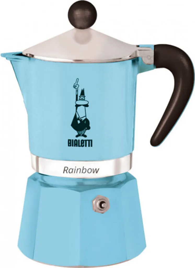 Bialetti Rainbow, Italienische Espresso-Kaffeemaschine, Aluminium, 3 Tassen, Blau 1 Bialetti Rainbow, Italienische Espresso-Kaffeemaschine, Aluminium, 3 Tassen, Blau
