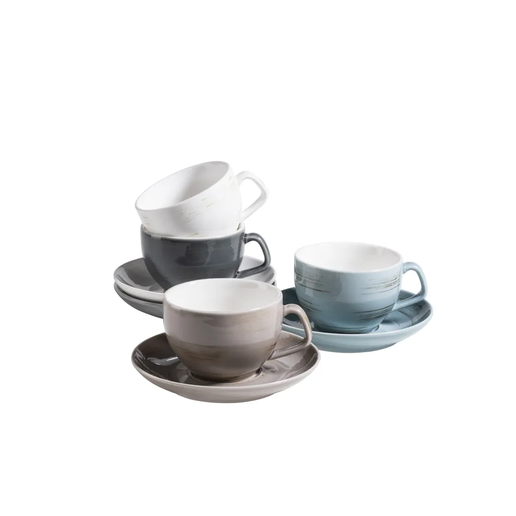 Mäser 931609 Kaffeetassen-Set Derby Für 4 Personen, Porzellan, Weiß/hellblau/beige (1 Set, 8-teilig) 3 Mäser 931609 Kaffeetassen-Set Derby Für 4 Personen, Porzellan, Weiß/hellblau/beige (1 Set, 8-teilig) – Bild 3
