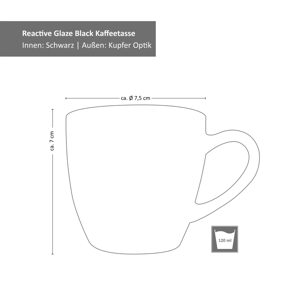 18tlg. Kaffeeservice Reactive Glaze Grey Black Steingut Teller Tasse Schwarz 7 18tlg. Kaffeeservice Reactive Glaze Grey Black Steingut Teller Tasse Schwarz – Bild 7